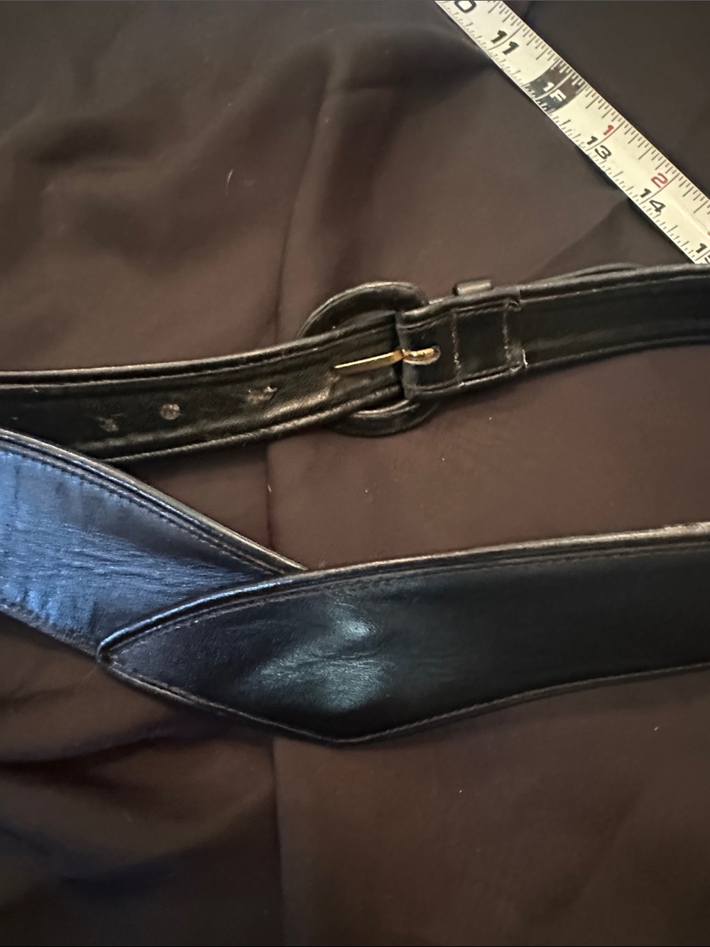 Black Leather Waist Belt with Rounded leather covered Buckle